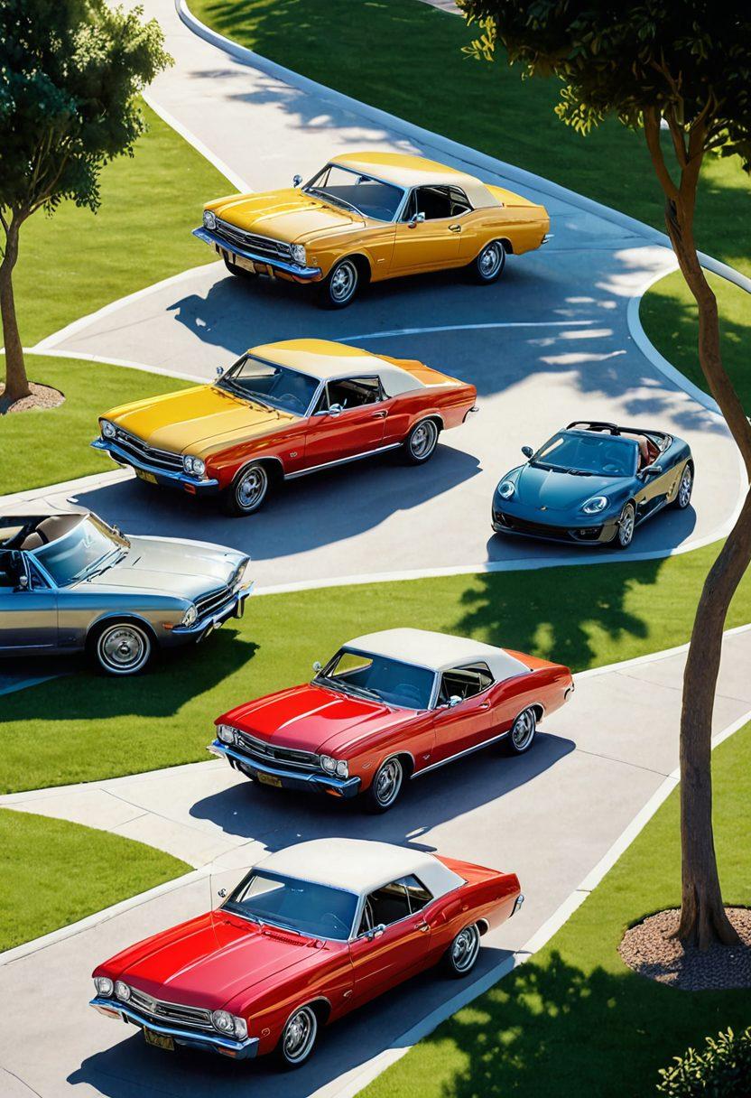 A split image showing a sleek automobile on one side and a diverse group of people enjoying life on the other, illustrating the transition from auto insurance to life policies. Include elements like a car key transforming into a home key, and symbols of various life policies such as family, health, and travel. Use a warm, inviting color palette to convey a sense of security and diversity. super-realistic. vibrant colors. 3D.